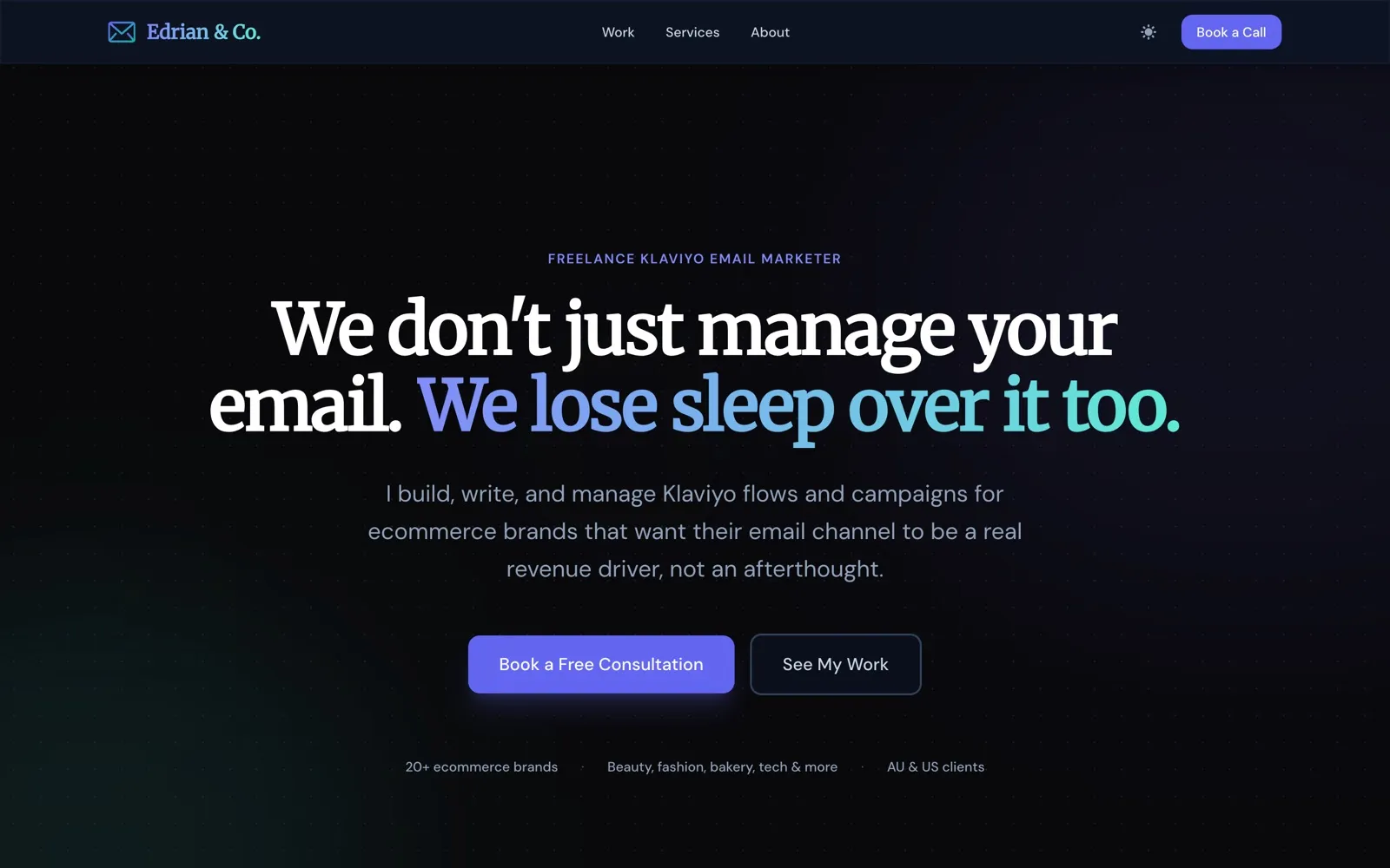 Homepage of the Edrian & Co. website